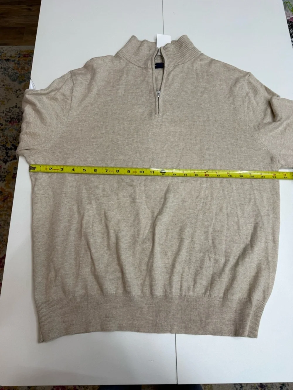 J.Crew 100% Cotton Quarter-Zip Sweater Heather Oatmeal Size XL ( Summer/Spring)